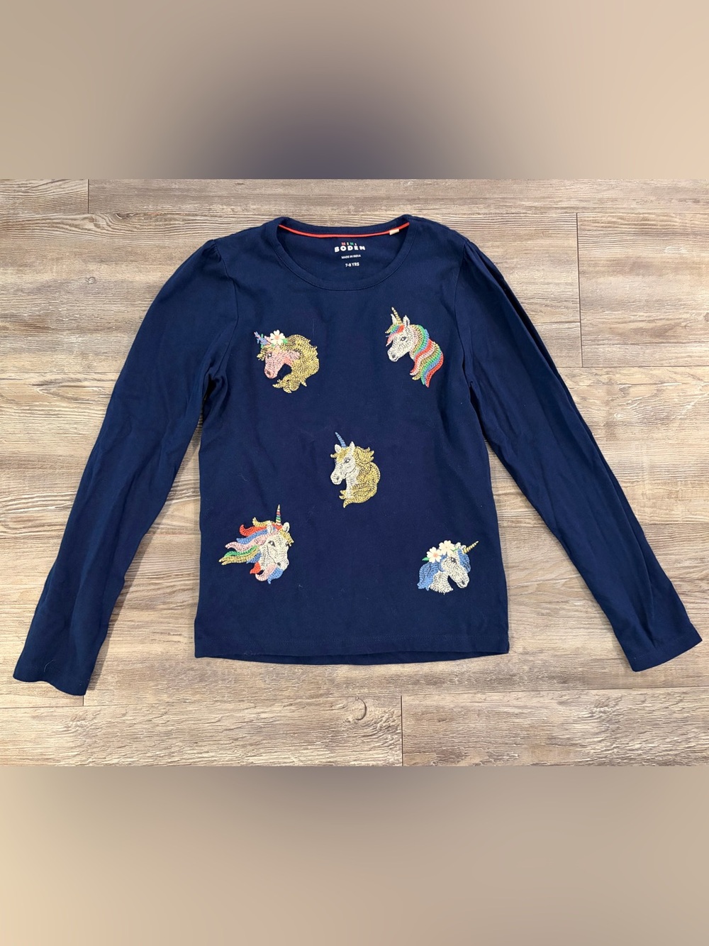 Mini Boden Unicorn Super Stitched Long Sleeve Tee